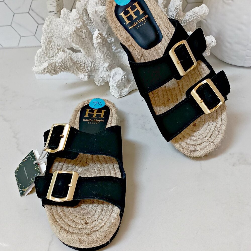 NEW! HAUTE HIPPIE BUCKLE BOHO NIKKI SUEDE SANDAL SZ 7 1/2